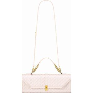 🆕Women White Woven Evening Handbag Crossbody Purse Wallet with Orange Gift Bag